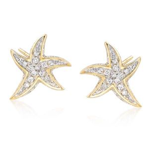 Ross Simons Starfish 14k and Diamond Earrings